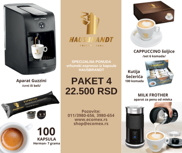 paket 4 guzzini kafemat espresso kapsula aparat za penu od mleka cappuccino
